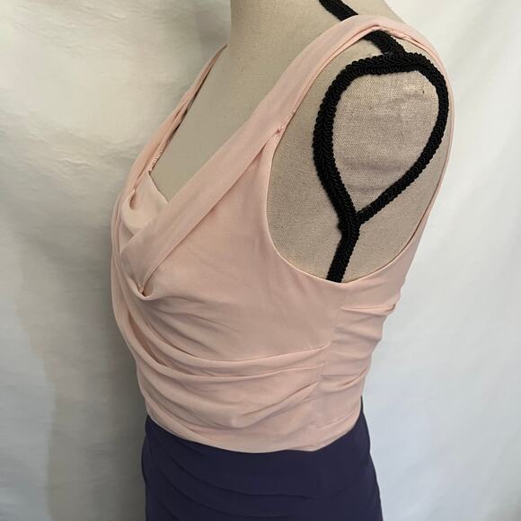 Express Color Block Sheath Dress Size 4 Pink Purple Square Neck Chiffon Fairy - Picture 14 of 15